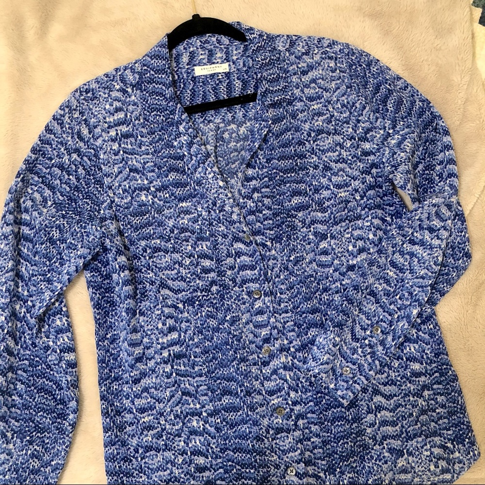 Equipment 100% silk blouse RARE blue snake print